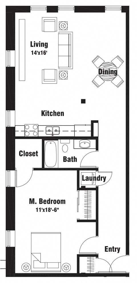 A12 Floor Plan at Riverpoint Lofts, Des Moines  